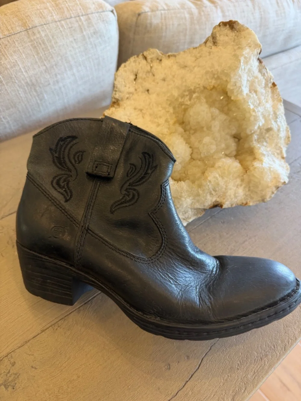 Born Riven Stitched Quality Black Leather Western Cowboy Boots Rodeo Booties 8